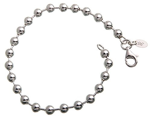 5mm Kugelkette Armband 925 Silber, Länge 17cm