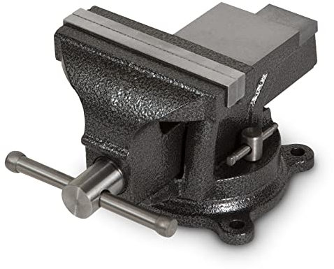 EBERTH Schraubstock aus Gusseisen mit Amboss, 125mm Backenbreite, 130mm Gesamthöhe, 360° drehbar, 110mm Ø Teller, 87mm maximale Spannweite, Schraubstock groß, für diverse Arbeiten