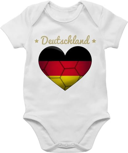 Baby Body Junge Mädchen - Sport & Bewegung - Handballherz Deutschland - 6/12 Monate - Weiß - american football outfit em babysachen mit jungs handball strampler 25. geburtstag statement kurzarm