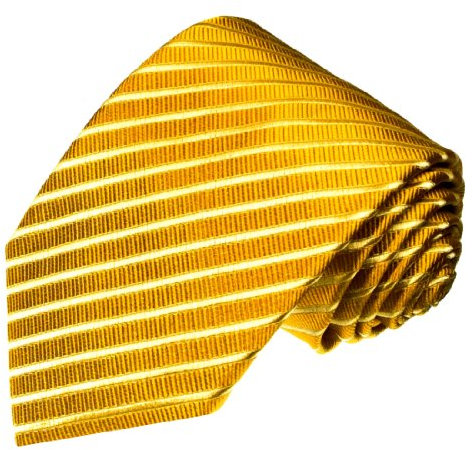 Lorenzo Cana – gyllene gula märken slips av 100 % siden – gyllene sidenbindare ton i ton ränder – 84025
