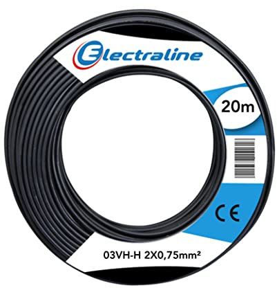 Electraline 10694 Piattina Divisibile 03VH-H, Sezione 2x0.75 mm, 20 mt, Nero