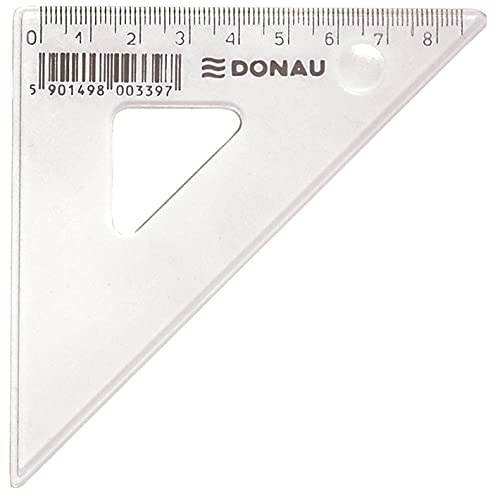DONAU 7061001PL-00 Dreieck/Geometrie-Dreieck/Geodreieck, klein, 8,5 cm, 45 Grad, transparent