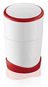 Leifheit Gourmet Garlic Slicer, Stainless Steel Blades, ABS Plastic Body, Twist-to-Slice Design, Safe for Garlic, Ginger, Cheese, Chocolate, Dishwasher Safe, German Quality, White/Red