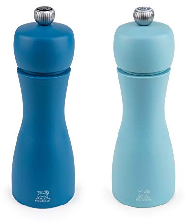 Peugeot - Tahiti Salt & Pepper Mill Set - Beechwood, Petrol Blue & Sky Blue, 15 cm