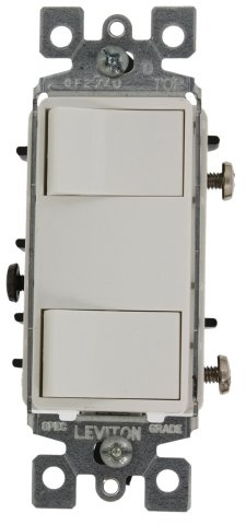 Leviton I5 Amp, 120 Volt, Decora Single-Pole AC Combination Switch, Individual Switches, Commercial Grade, Grounding, Image, 1754-2W, White