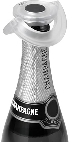 AdHoc dichter Sektflaschenverschluss GUSTO, Extrem flach Sektverschluss | Klar, Kunststoff/Silikon, Luftdichter und auslaufsicher Flaschenverschluss für Sekt, Champagner und Prosecco mit Geschenkbox