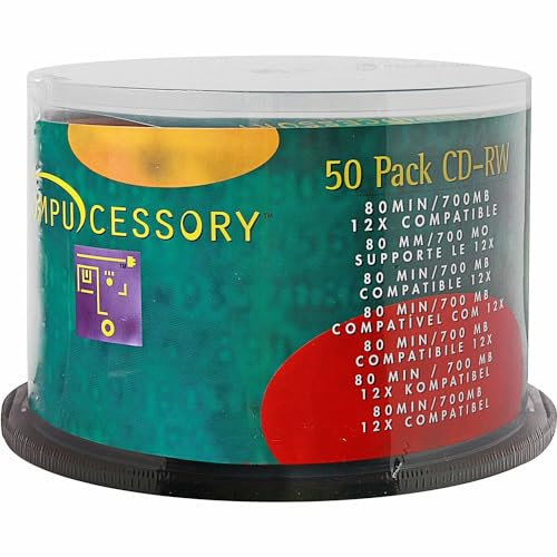 Ccs72102 – Compucessory CD Réinscriptible – CD-RW – 12 x – 700 Mo – Lot de 50