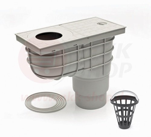 Senkrechter Regensinkkasten grau mehrstufig Ø 110/125 mm - 275 mm Einbautiefe (MKK325Ss) Rückstauklappe Rückstauverschluß Geruchsklappe Regenrohrablauf Dachrinnenablauf Sieb