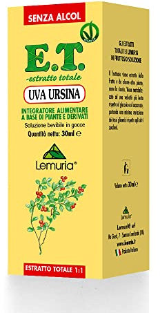 Lemuria - Uva Ursina - Estratto totale 1:1 - Integratore Alimentare Senza Alcohol - 30 ml - Base di Piante e Derivati - Proprietà antinfiammatorie - Made in Italy