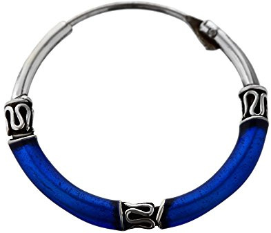 NKlaus Creolen für Damen aus 925 Sterlingsilber, 20mm, blau, 2 Stück | echtes 925er Sterlingsilber; geschwärzt