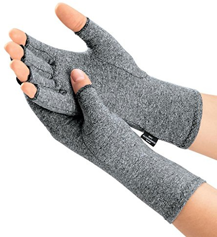 IMAK Brownmed Compression Arthritis Gloves - Fingerless Compression Gloves - Supports Circulation - Grey - Large