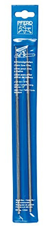 PFERD TOOLS Kettensägefeilen, 2 Stück, rund, 200mm x 4,8mm, Spiralhieb, Classic Line, in Kunststofftasche, 11083203 – für das manuelle Schärfen von Sägeketten