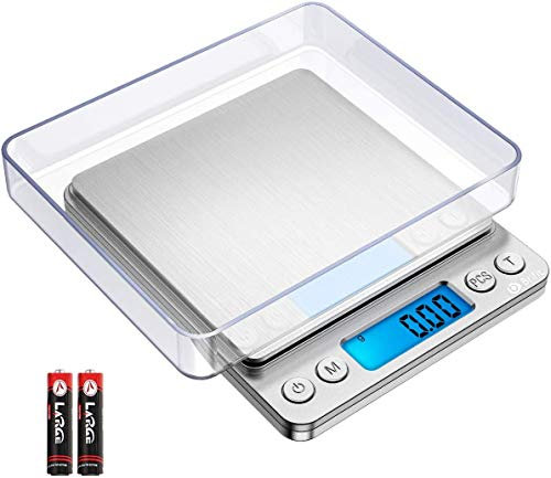 Brifit Digital Pocket Scales, (500g/ 0.01g) High-precision Kitchen Food Scales, Jewelry Scales, Pro Scales with Back-Lit LCD Display, Tare and PCS Features, Stainless Steel, Batteries Included