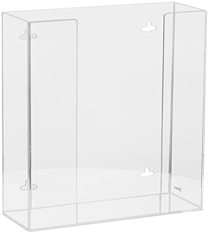 Kantek Wall Mounted Acrylic Glove Box Holder Dispenser, Double (2) Box Capacity, for Use in Food Service, Healthcare, Hospitals, Restaurants, 10.3 x 3.8 x 10.7, Clear