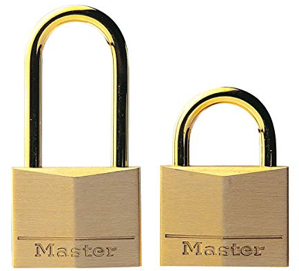 Master Lock 635EURT Förpackning med 2 nyckelhänglås med mässingsstomme och bygel, guld, 4,7 x 3,4 x 1,2 cm