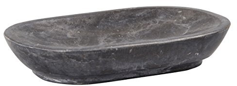 Luxury Hand Carved Natural Charcoal Marble Soap Dish, 3.8 x 5.8 x 0.9 H Inch