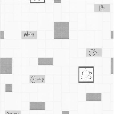 Contour Cafe Culture Kitchen Grey/White Tiled Washable Typography Wallpaper | Paste The Wall | Grey Tile | Eco-Friendly