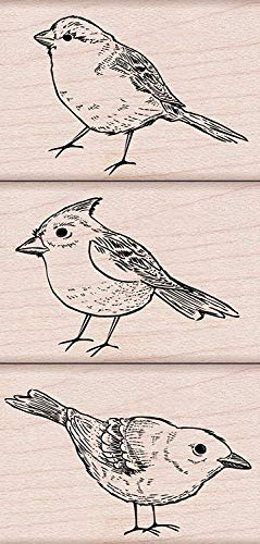 Hero Arts LP169 Mounted Rubber Stamps, Woodblock Stamps Set - Bird Trio