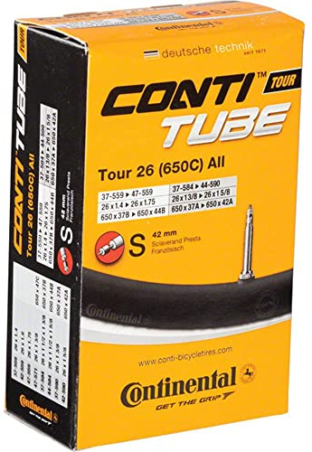 Continental 26 Bicycle Tube, 1.25/1.75 42mm Presta Valve , Black