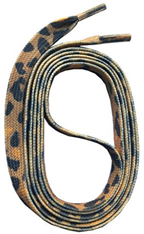 SNORS bedruckte Schnürsenkel LEO Leopard 140cm, 10mm breit - flache Schuhbänder mit Motiv, reißfest, waschbar, Laces mit Muster für Sneaker, Chucks, universell