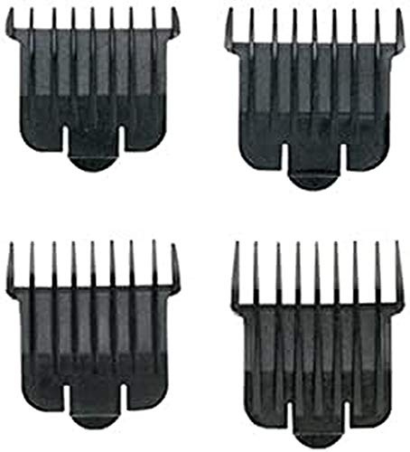 Andis - Snap-On T-Blade Attachment Combs – 4/Piece Comb Set - Suitable for Hair Clipper Trimmer, Professional Use, Easy Clean, Long-Lasting - Sizes, 0, 1, 2, 3 (1/16, 1/8, 1/4, 3/8) – Black | Kammgrößen 0-3 (0,2 cm, 0,3 cm, 0,6 cm, 1 cm), auch passend für D-4, D-5, SLII & RT-1, Haarschneidekammschutz
