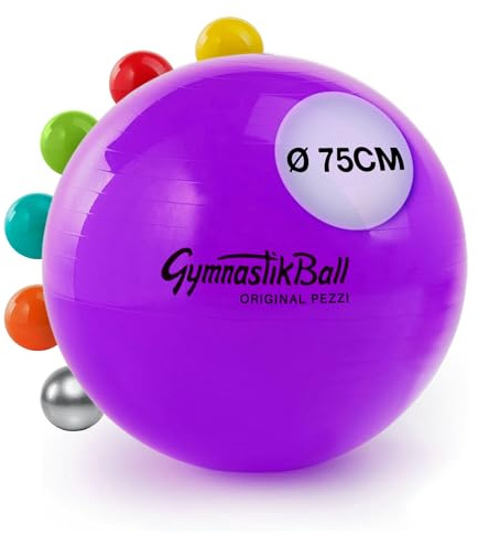 PEZZI Gymnastikball Standard Sitzball | Sitzball aus robustem PVC, belastbar bis 400 kg, für Therapie, Sport und Büro