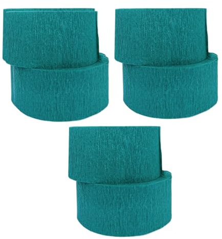 USA-Made Teal Crepe Paper Streamers, 6 Rolls, 435 Feet Total