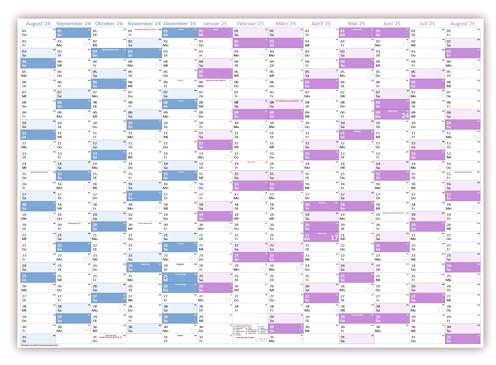 gefaltet Schuljahreskalender 2025/2026 DIN A1 - August 2025 bis August 2026, 13 Monate - Wandkalender Schuljahresplaner