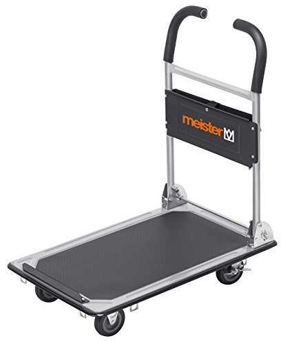 Meister Plattformwagen cut-off - Klappbar - Bis 150 kg Tragkraft - Feststellbremse / Transporthilfe mit Lenkrollen / Paketwagen mit Antirutsch-Beschichtung / Klappwagen aus Stahl / 8985620