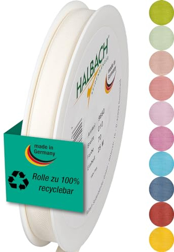 Halbach Seidenbänder Cinta de regalo de 10 mm de ancho x 25 m de largo, cinta de regalo fabricada en Alemania, cinta de regalo en una variedad de colores y anchos, perfecta para embalaje y decoración,