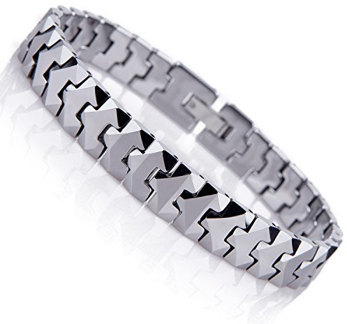 URBAN JEWELRY Atemberaubendes Solides Wolfram Glieder Armband für Herren im Puzzlestücke Stil (Silber, 10mm)