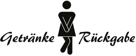 easydruck24de WC Aufkleber Getränke-Rückgabe Frau - dv624 | lustig WC Schild für Restaurant Laden Geschäft, humorvolle Deko, witterungsbeständig