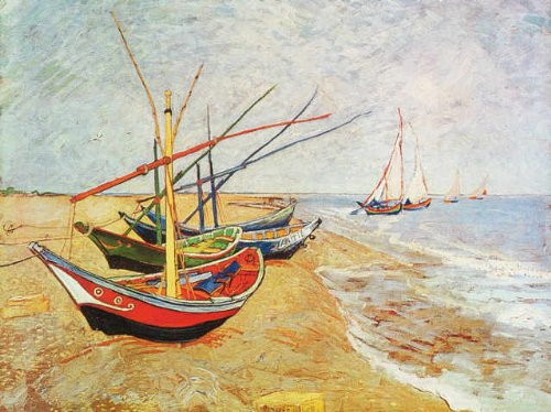 Kunstdruck Poster: Vincent van Gogh Barche sulla spiaggia 80 x 60