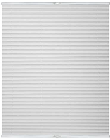 Lichtblick Plissee Klemmfix, ohne Bohren, verspannt, lichtdurchlässig, Blickdicht, Uni, mit eleganter Crushed Optik Weiß,80 cm x 130 cm (B x L)