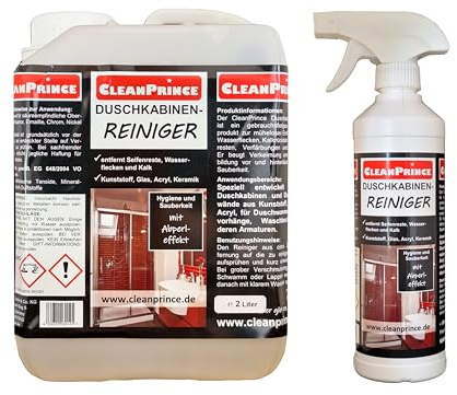 2,5 Liter Duschkabinenreiniger von CleanPrince Duschkabinen-Reiniger entfernt Kalk Sanitär Duschkabinenreiniger