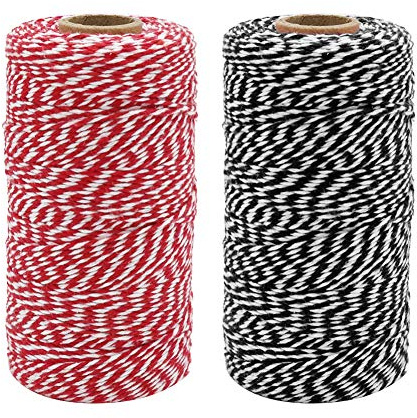 Tenn Well Bakers Twine, 656 Feet 2mm Christmas Twine String Ribbon for Gift Wrapping, Pastry Boxes Tying, Crafting, Christmas Ornaments and Festival Decorations (328 Feet/Roll)