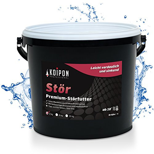 KOIPON Premium Störfutter 3 kg, sinkend, Teichfutter 6mm Pellets für Stör im Gartenteich, Ideal für gemeinsame Haltung mit Koi