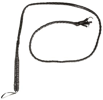 P'TIT CLOWN - 20207 - Fouet Long - Long Whip - Accessoire de Déguisement - Pour Carnaval, Fêtes à Thèmes, Dresseur, Cirque, Aventurier, Halloween, Cosplay, Manga - Imitation Cuir - Noir - 2 m