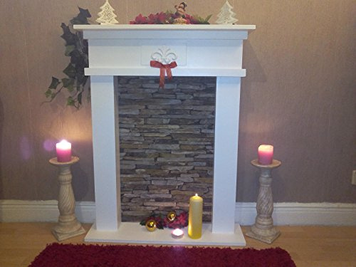 Chimenea decorativa, Blanco, Piedra