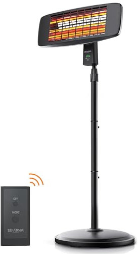 Brandson - Wickeltisch Heizstrahler für das Baby - mit Fernbedienung - Heizstrahler Wärmelampe - Standheizstrahler - 3 Leistungsstufen Heizelemente - Heizlüfter Wandhalterung - Wickeltischheizstrahler