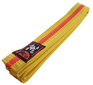 Budodrake Karategürtel gelb-orange-gelb Mittelstreifen Judogürtel Taekwondogürtel