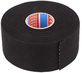 TESA 51608-00008-00 Gewebeband PET-Vlies 51608 Isolierband für Kabelbäume Baumwolle Klebeband (38mm x 25m), Schwarz