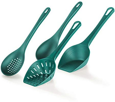 Genius Schöpfkellen-Set (4 Teile) Küchenhelfer-Set Kochbesteck-Set Kochlöffel-Set in grün pflegeleicht aus robustem Kunststoffmaterial Farbe Rubinrot