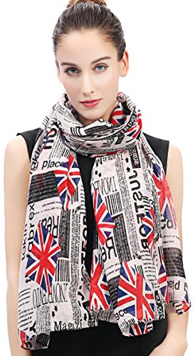 Lina & Lily Damen Schal Tuch mit Zeitung und Union Jack