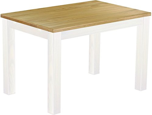 B.R.A.S.I.L.-Möbel Esstisch Rio Classico 120x80 cm Brasil Weiß Holz Pinie Massivholz Esszimmertisch Echtholz ausziehbar vorgerichtet für Ansteckplatten