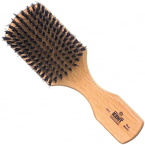 Kent Brushes Brosse plate rectangulaire à manche en hêtre et poils naturels noirs pour homme