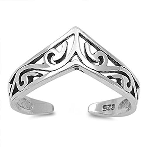 7K Zehenring aus 925 Sterling Silber als Fußschmuck oder Fingerring für Damen, Herren und Kinder, offener Midi Ring, verstellbar, Modell 24