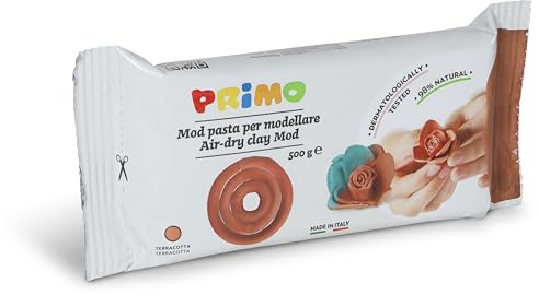 PRIMO - Pasta Modellabile Dermatologicamente Testata 500g, Panetto Argilla da Modellare con Mani Inumidite, Giochi Bambini 3 Anni per Lavoretti Creativi, Asciuga all'Aria no Cottura, Inodore e Vegana