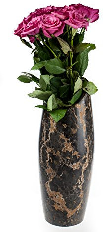Edle Design Marmorvase Vase, auch als Bodenvase und Standvase, aus Marmor in klassisch elegantem Design, sehr massiv, Höhe: 33,5cm; Durchmesser:13,5cm, Gewicht: ca. 7kg (H34-Schräg-Öffnung)