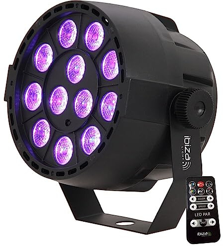 Ibiza - PAR-MINI-RGB3 - Projecteur PAR avec 12 LEDs RVB de 3W chacune 3-IN-1 avec effet stroboscopique - Noir